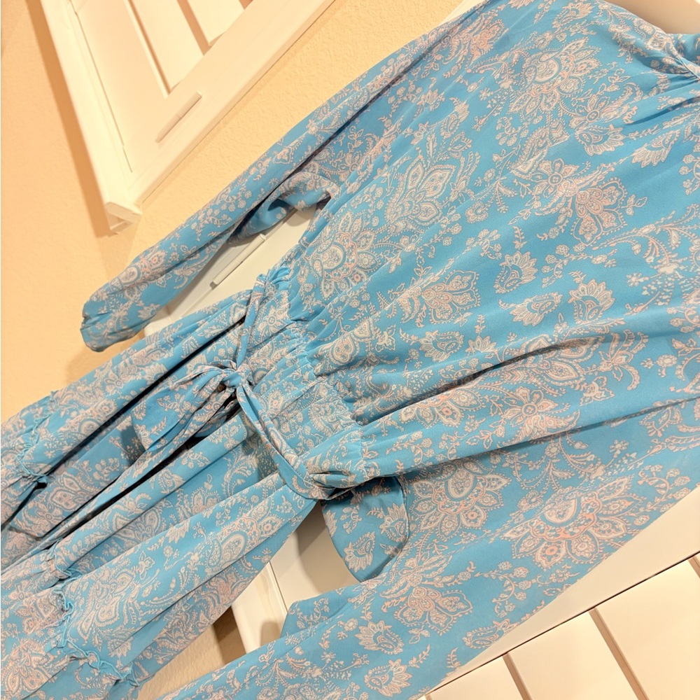 Altar'd State Teal and White Patterned Dress